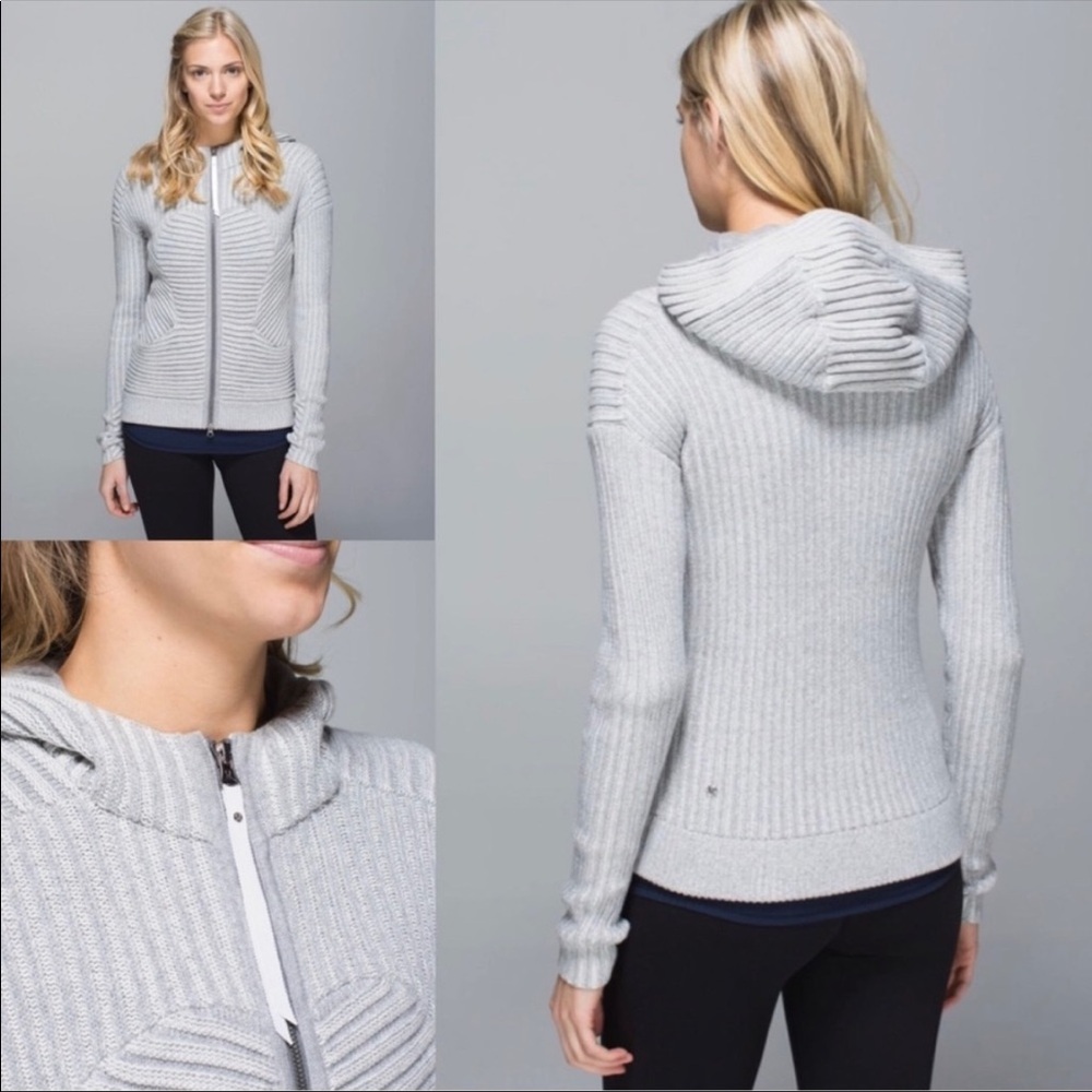 Lululemon Athletica Embrace Hoodie Ribbed Knit Sweater